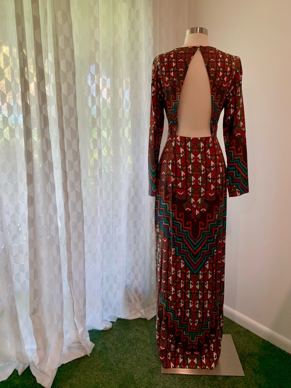 Mara Hoffman Colorful Geometric Print w Open Back Dress Sz